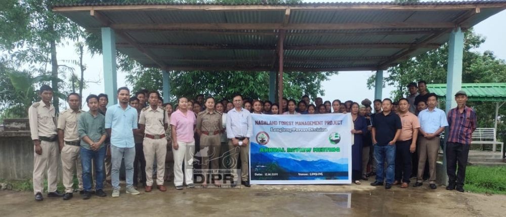 DFO cum DMU Longleng, H Tokugha Chophy with officials and participants during the review meeting of Divisional Management Unit Longleng held at DFO Complex, Longleng on June 12. (DIPR Photo)
